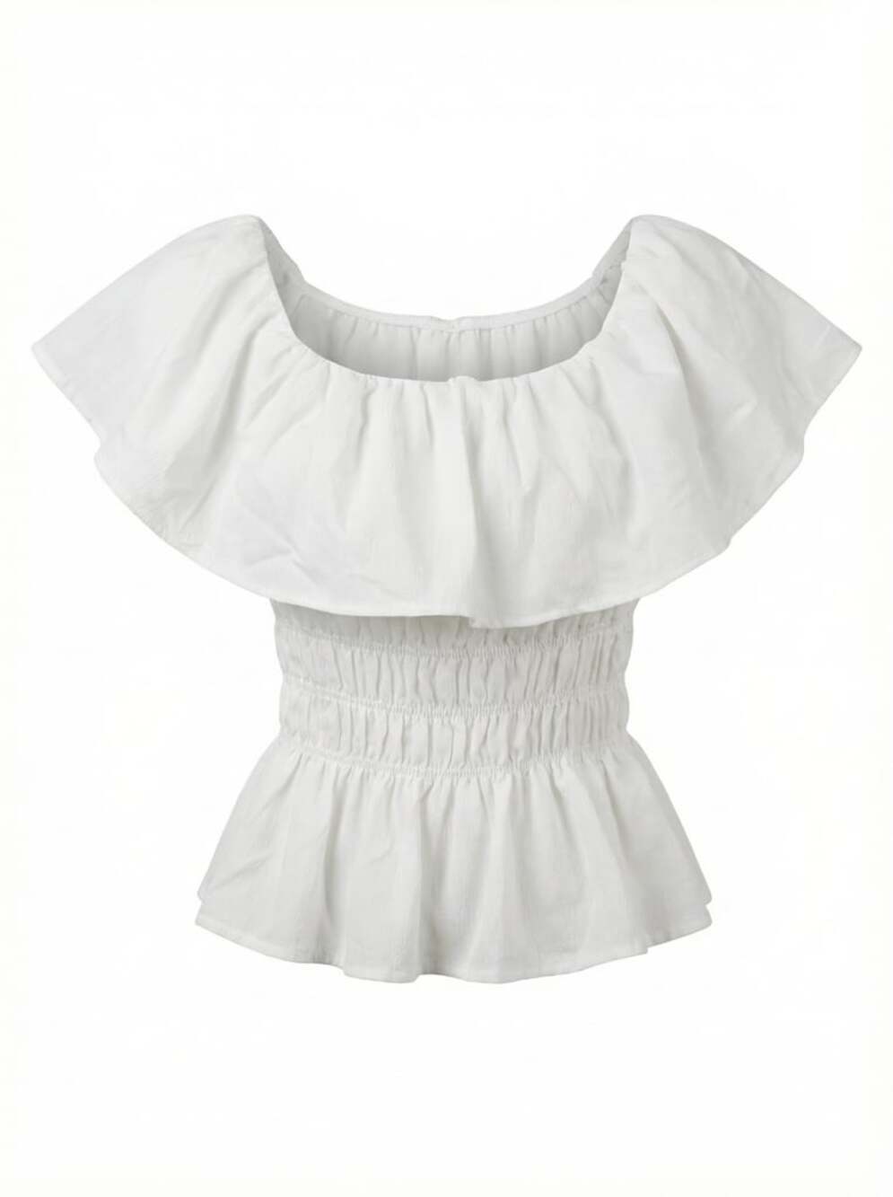 Women's Off The Shoulder Ruffle Smocked Peplum Blouse